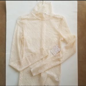 Free People Lace sheer turtleneck top